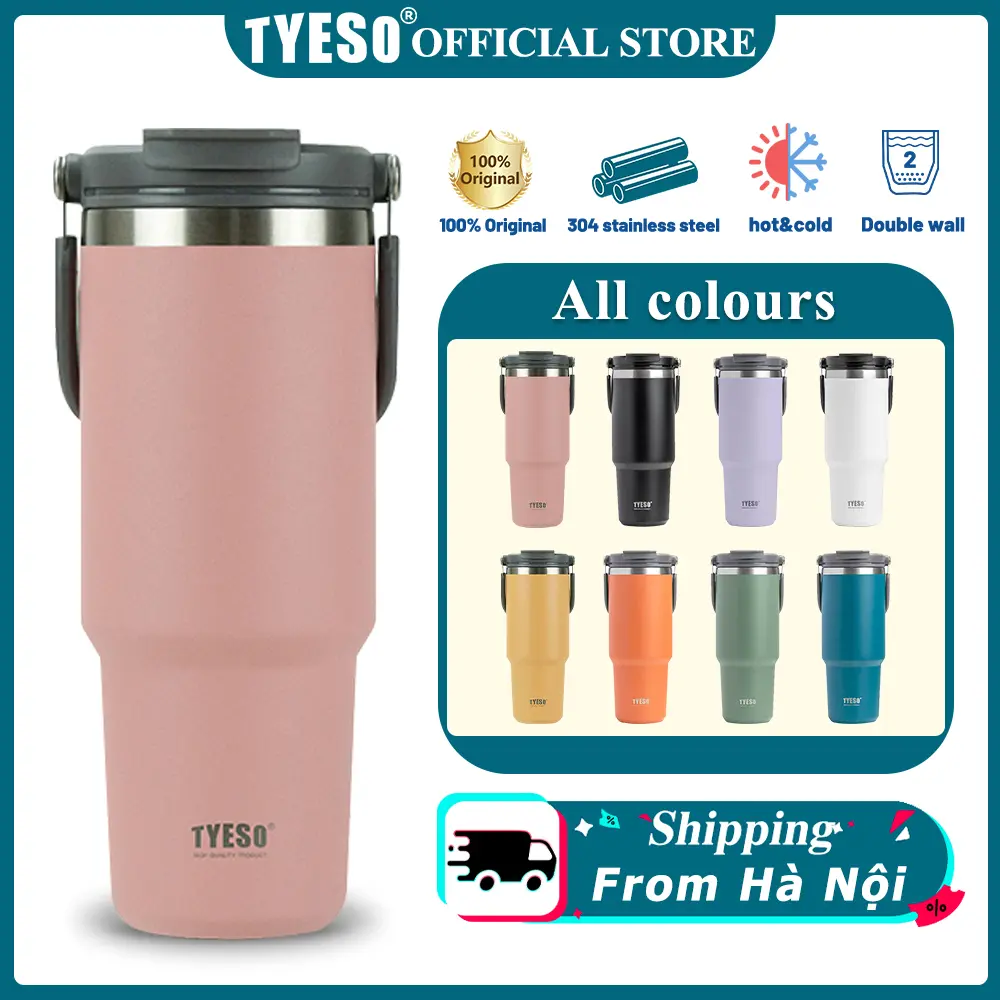 Cốc Chân Không Cầm Tay TYESO Dung Tích Lớn, Cốc Thể Thao, Cốc Cà Phê Ô Tô, Thép Không Gỉ 304, Hàng Mới Về