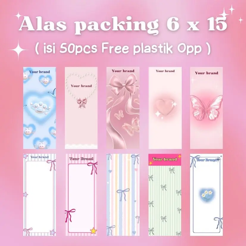 [isi 50pcs] Alas packing 6x15/Alas packing olshop/ Alas packing Strap phone/alas packing Aksesoris/ Alas packing custom/Alas packing Free plastik Opp