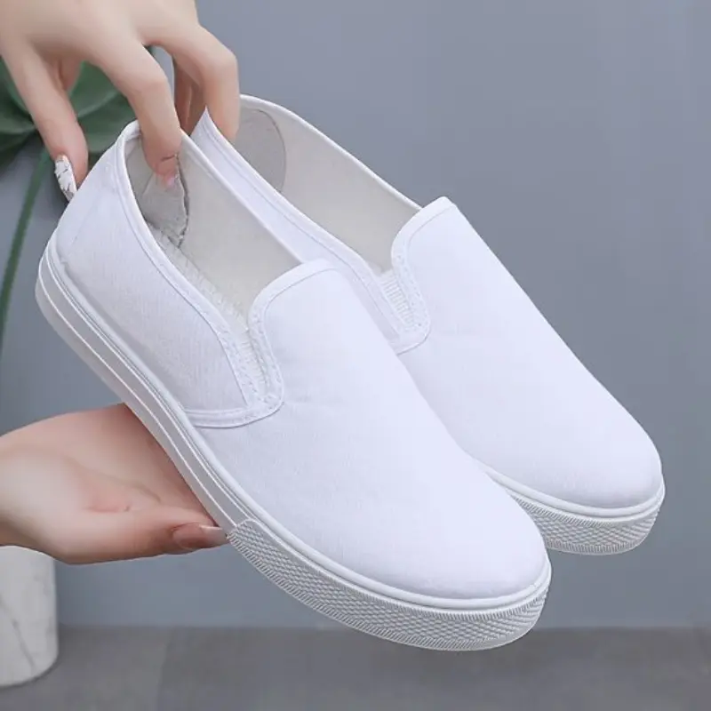 Sepatu Slip On Pria Wanita Putih Polos Slop Tanpa Tali Selop Slop Full White Walkers Pvc Sepatu Slipon Kulih Kerja Lukis Keren Santai