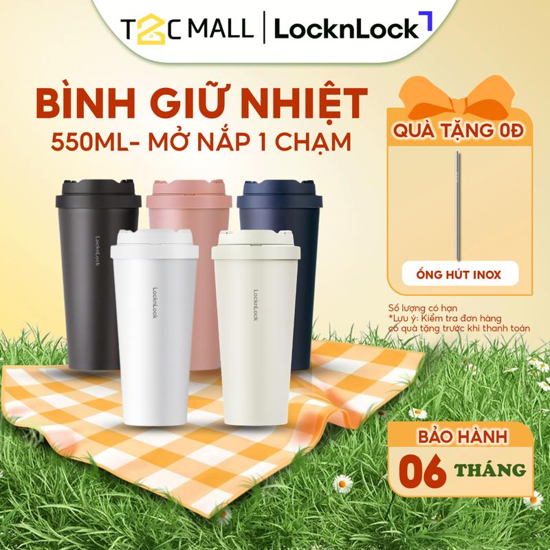 Bình Giữ Nhiệt 550ML Locknlock Energetic One-Touch 4 Màu - Ly giữ nhiệt lâu tan đá LHC3249 Hàng Chính Hãng T2Cmall