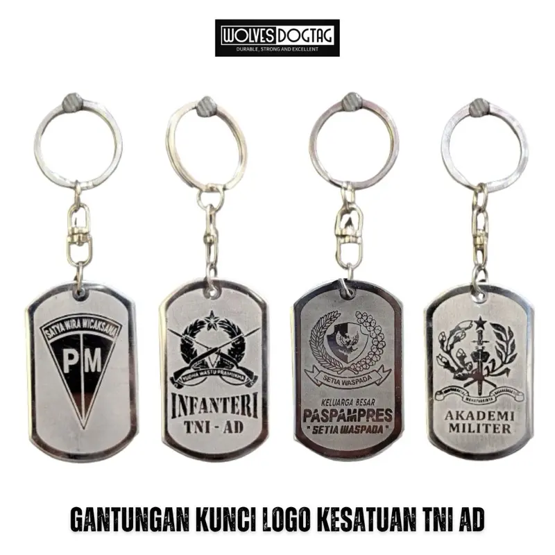 Gantungan kunci kesatuan TNI / aksesoris TNI / gantungan kunci monel anti karat / gantungan kunci TNI / gantungan TNI / gantungan kunci tni ad / kopassus / marinir / tni al / tni au Pengait Souvenir Hadiah Liontin Besi Baju Rantai 3