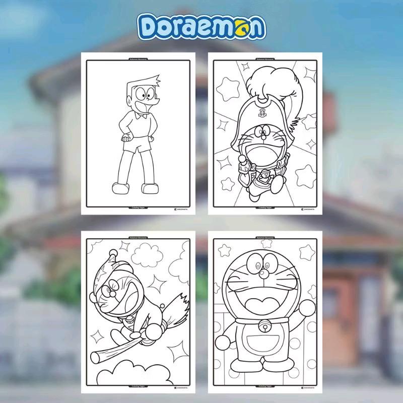 (20 pcs) gambar mewarnai doraemom, gambar mewarnai anak art toys 3