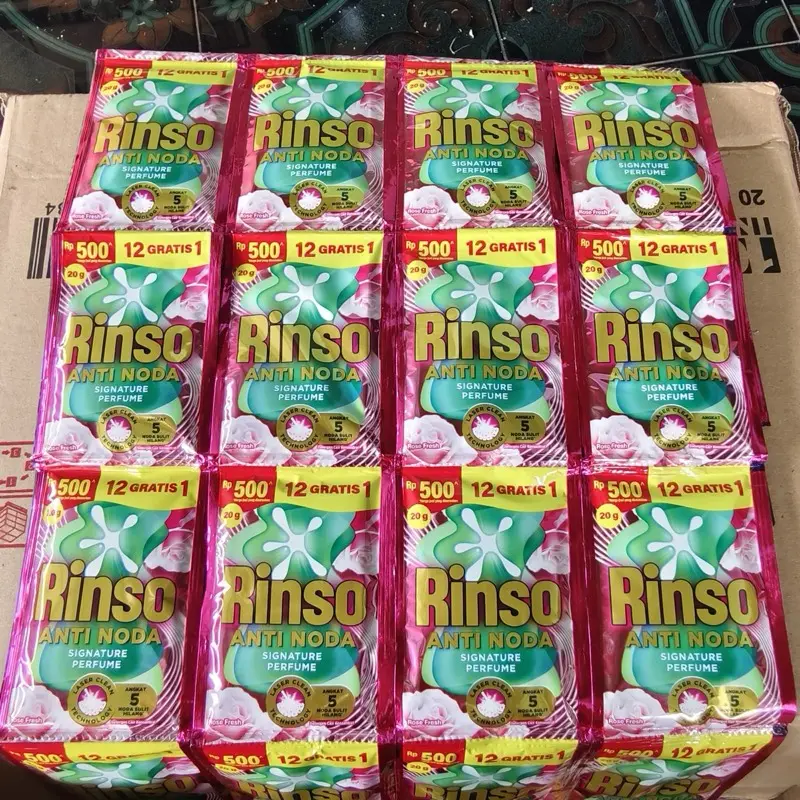 1/2 DUS (52 pcs) Rinso Cair Liquid Renceng Anti Noda 20 ml 500an 1