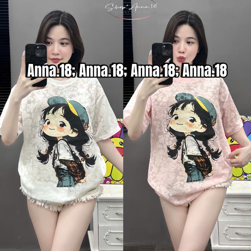 ÁO THUN REN HOA FORM RỘNG DƯỚI 68KG in hình ( ÁO REN _ CÔ GÁI ĐỘI MŨ_ TÓC 2 BÊN  _B8) FORM RỘNG