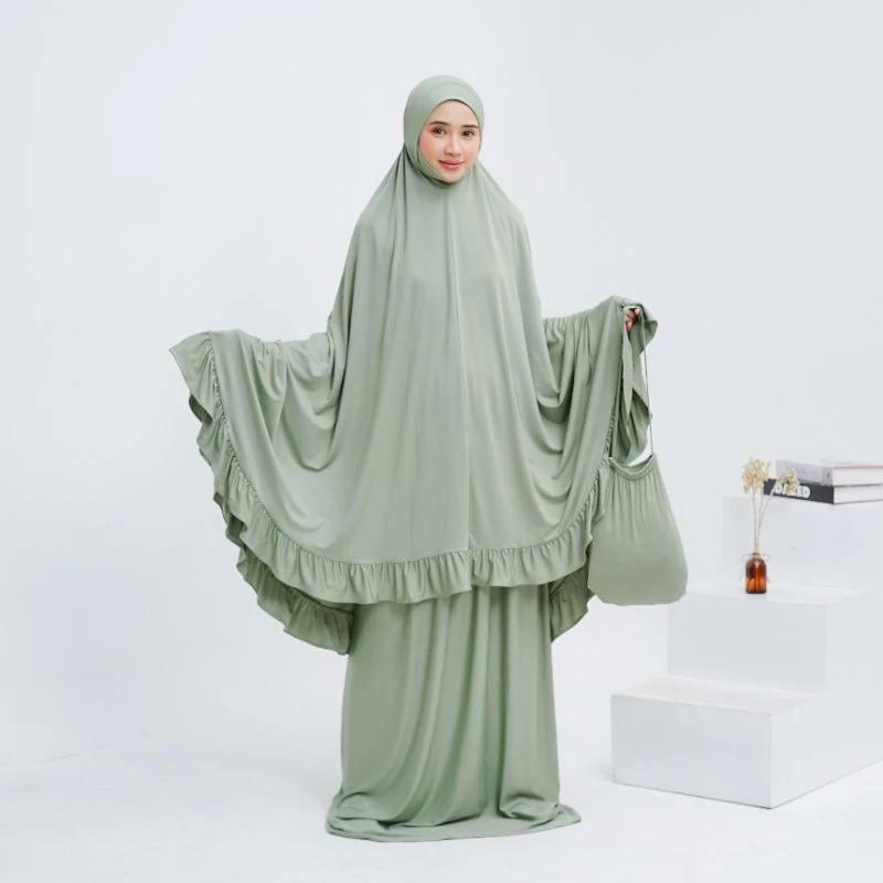 Mukena Jersey ARUMI Penutup Dagu Variasi Rempel 1