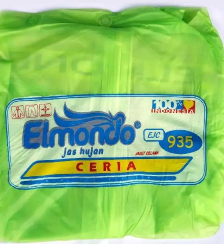 Jas Hujan Elmondo Ceria 935 Stelan Jaket Celana Tebal Murah Meriah Bukan Plastik ORIGINAL Dapat digunakan kembali Tahan air PVC Sepeda Motor 4
