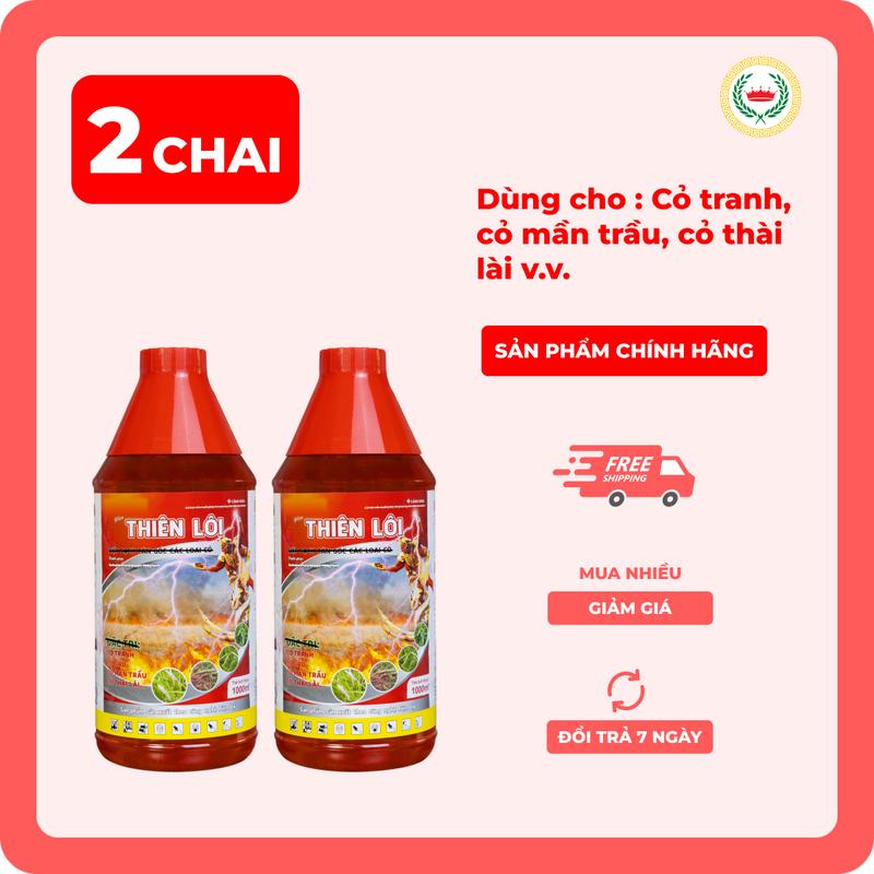 ( 2 Chai ) Dung dịch ThiênLôi 1000ml - Phun cho cỏ màn thầu, cỏ tranh, cỏ màn trầu... cho cây trồng cho tăng trưởng, phát triển và đậu quả hiệu quả Hảo KB 0