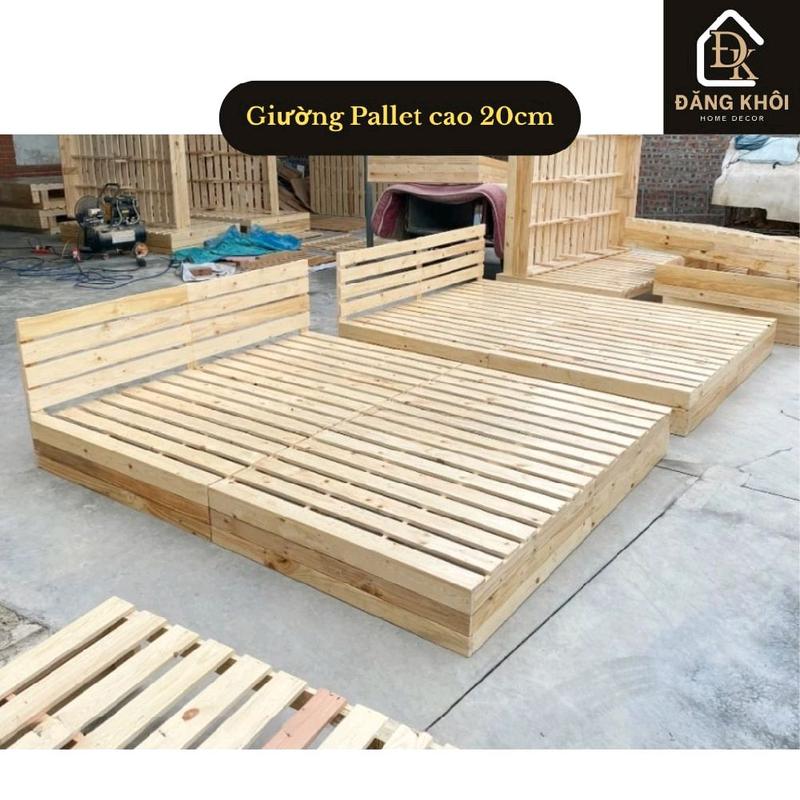  Giường Pallet Gỗ Tự Nhiên Cao 20cm – Bền Đẹp Giá Tốt 