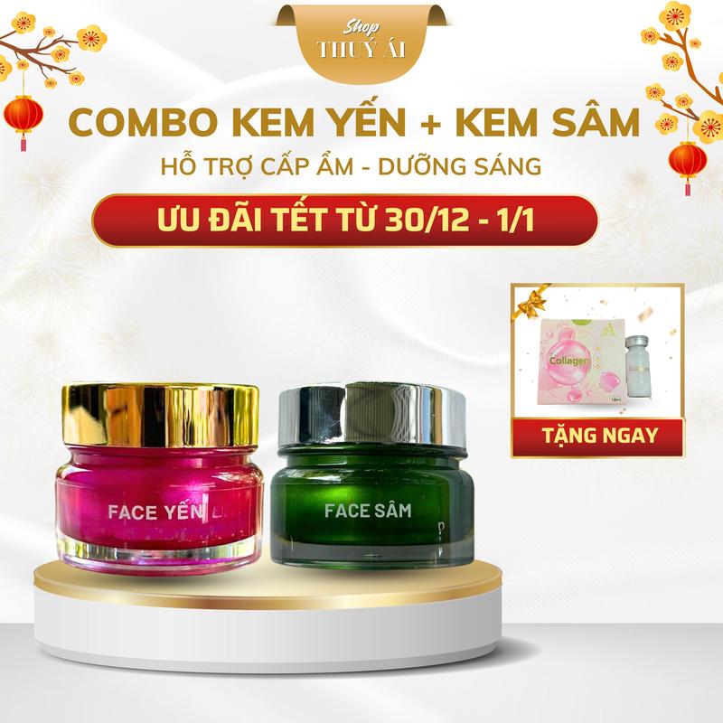 Combo 1 Kem Yến + 1 Kem Sâm Thúy Ái Beauty Hỗ Trợ Dưỡng Da Cấp Ẩm Skincare Chăm Sóc Da - Tặng 1 Serum