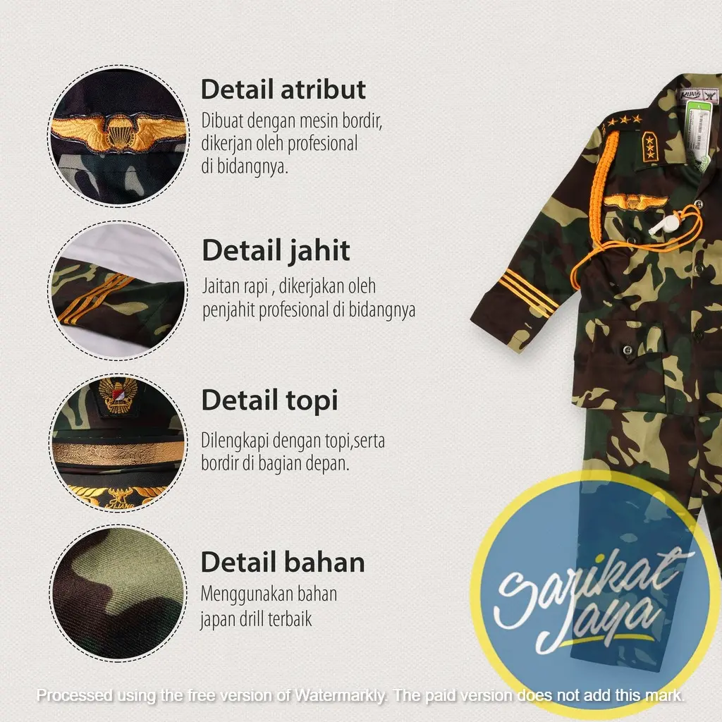 BAJU TENTARA LORENG ANAK 3 - 12 TAHUN Fashion