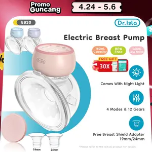 【Kantong 30PC ASI gratis 】Dr.isla Pompa Asi Electric Handsfree 180ML Wireless Elektrik Breast Pump 4 mode dan 12 Tingkat Penyesuaian Hisap BPA Free Bukti Tumpah Pumping ASI  Bayi Ibu EB30
