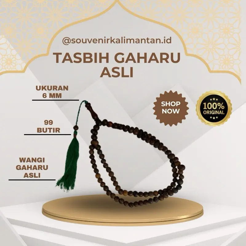 Tasbih Gaharu Kalimantan uk 6 mm Bulat dan wangi Muslim