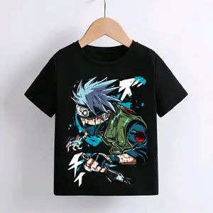 KAOS ANAK LUCU NARUTO KAKASHI SASUKE 1-12 TAHUN Bahan Cotton Combat 30s Nyaman Hitam Distro