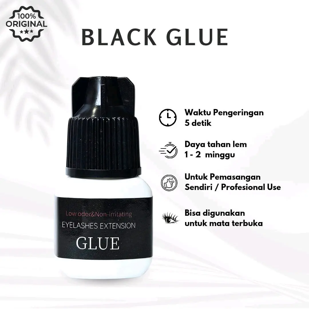 Black glue lem untuk eyelash extension tidak perih cocok untuk pemasangan mata terbuka Bulumata