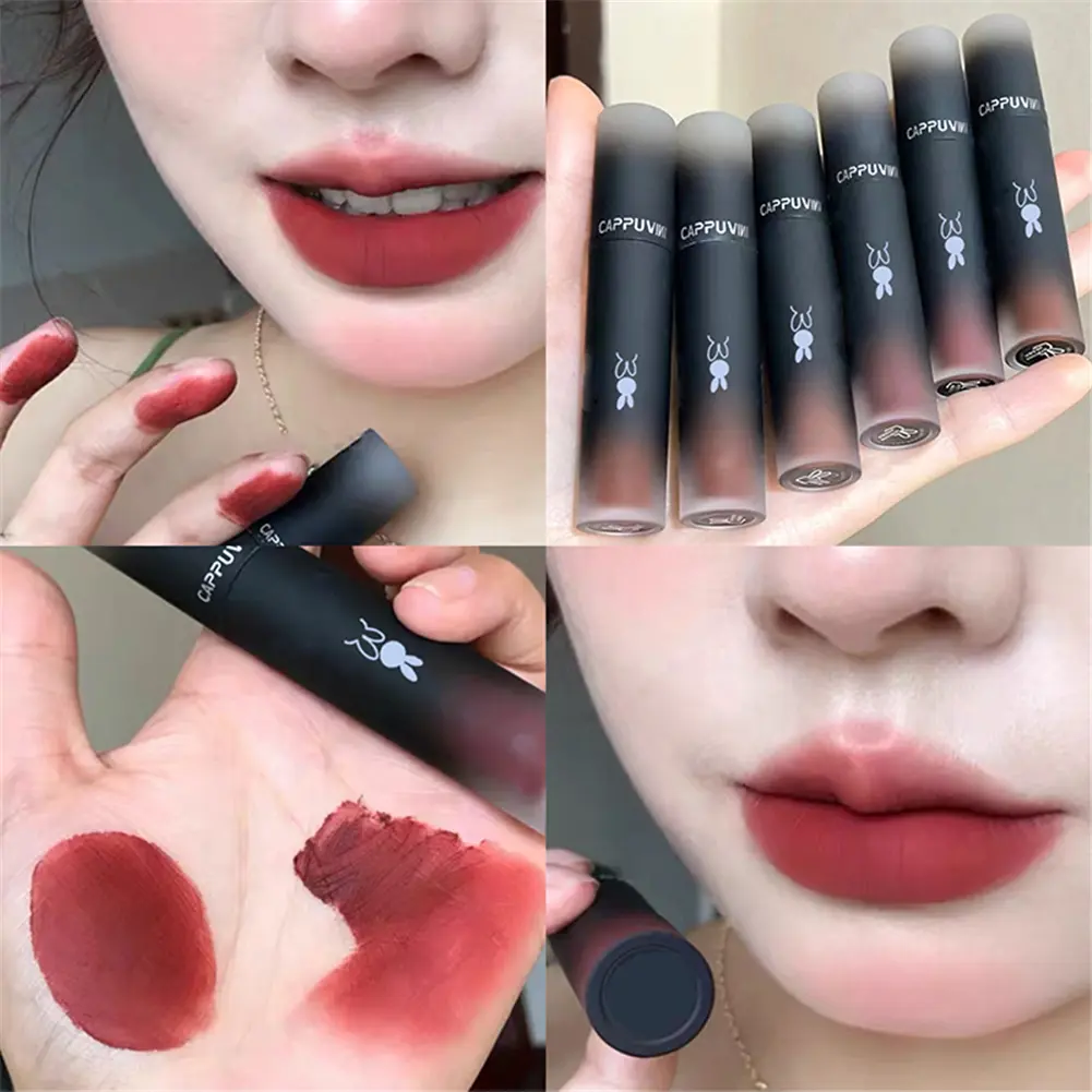 Son Môi Cappuvini Macaroon, Son Kem Lì Mịn Không Thấm Nước, Lâu Trôi, Kem Dưỡng Môi Trang Điểm, [Thanh Toán Khi Nhận Hàng]