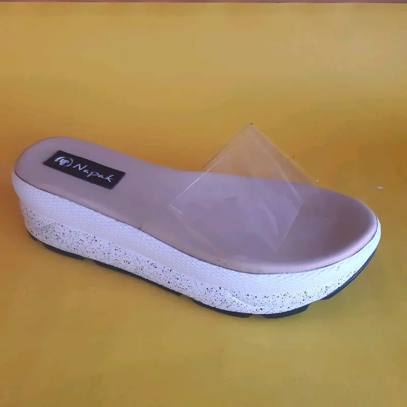 Sendal Wedges Transparan Wanita Elegant - Model Terbaru - Cewek Sandal flat shoes 1