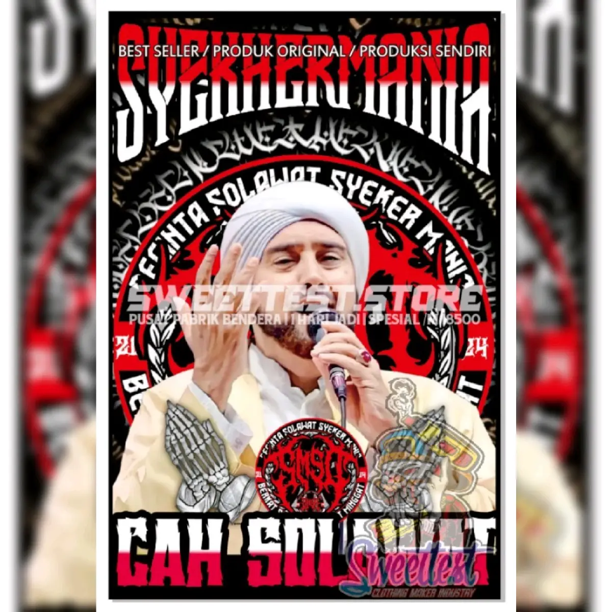 READY STOK BENDERA SHOLAWATAN + PECINTA HABIB 1 HARI JADI TANPA PREE ORDER LANSUNG KIRIM, BONUS BENDERA, SYEKHERMANIA KAIN POLYSTER Kain