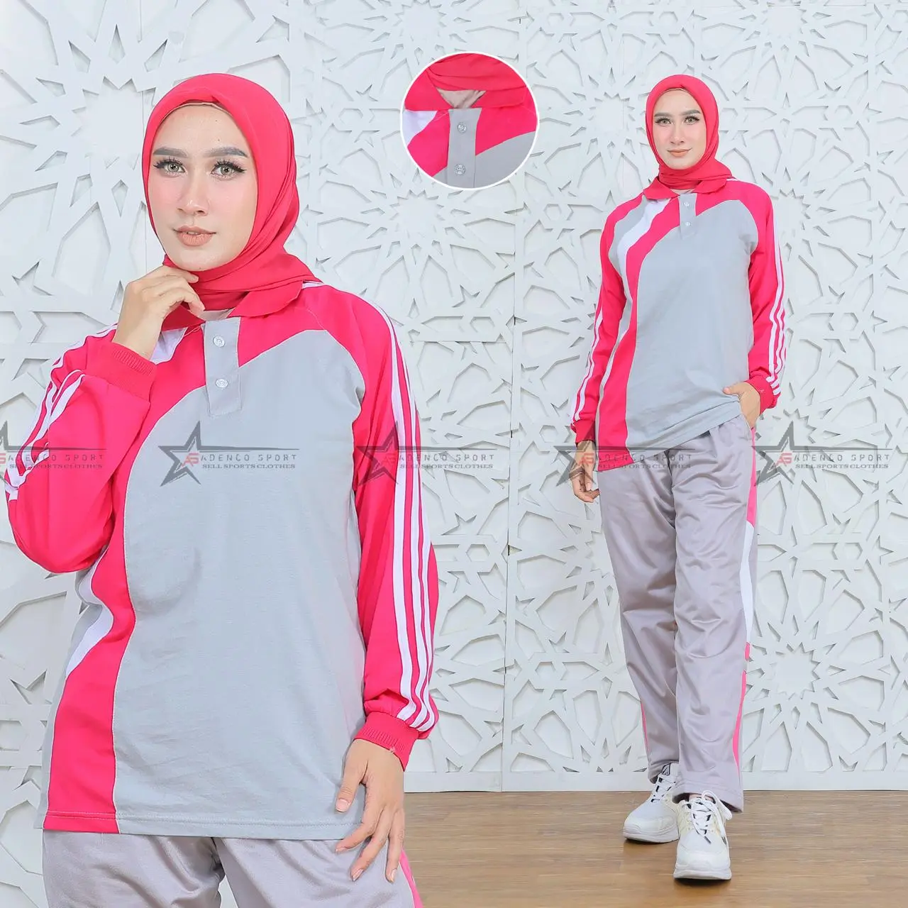 Stelan Baju Olahraga Wanita Lengan Panjang Sport Setelan Kaos Training Olahraga Senam Bahan Katun Kardet 24s Celana Ddora Ukuran M L Xl Xxl