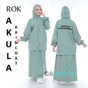 AKULA Jas Hujan Wanita Setelan Rok Bahan Tebal Elastis Anti Rembes