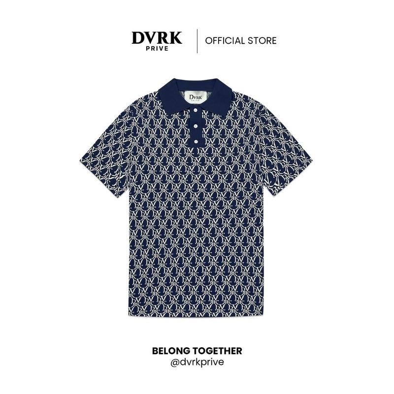 Áo Polo Họa Tiết Monogram Màu Sapphire Blue -DVRK-24SS