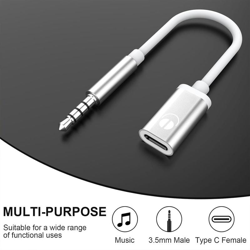 Bộ chuyển đổi âm thanh analog từ đầu nối 3,5 mm sang cổng Type‑C, cáp/dây…