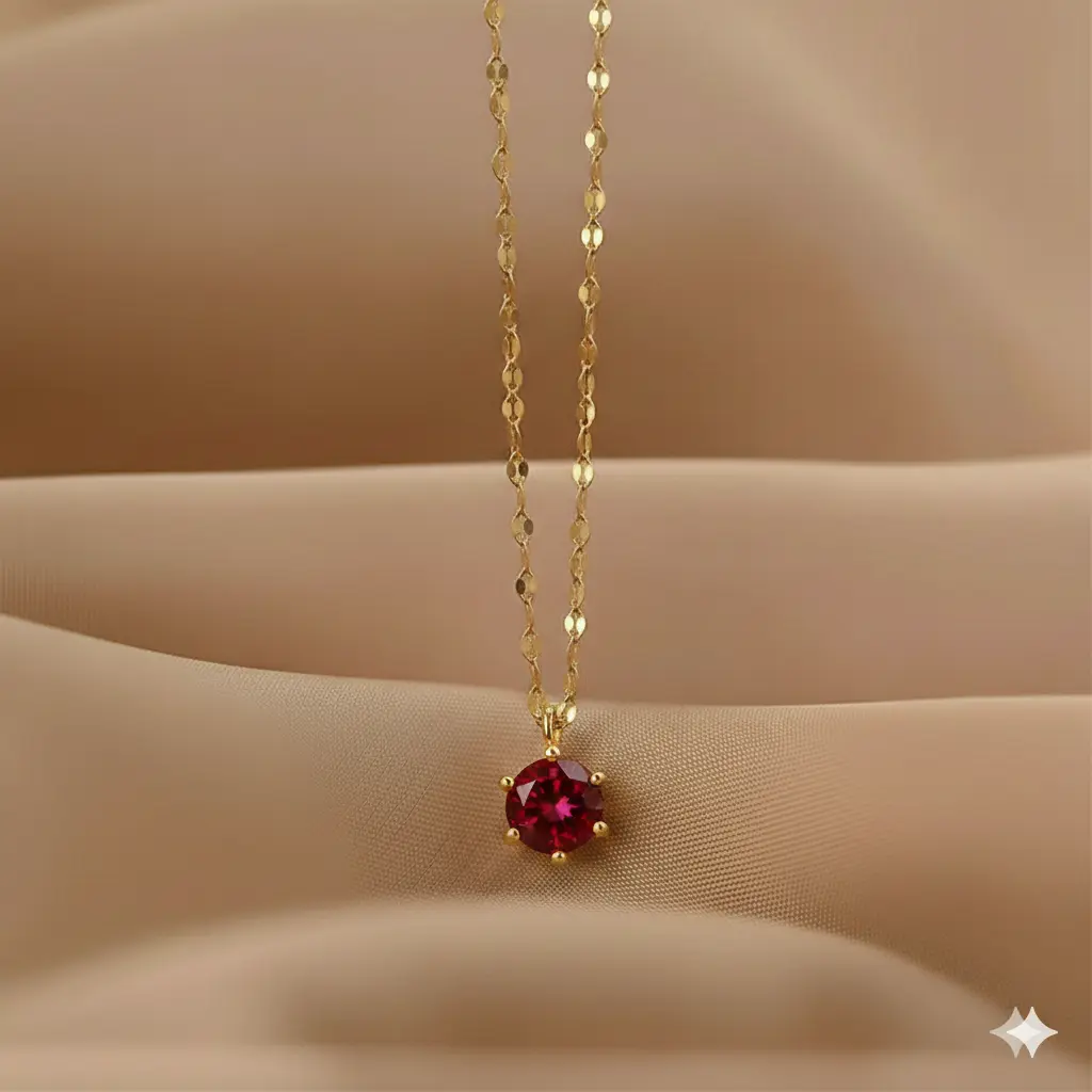 Kalung Titanium Wanita Liontin Permata Rantai Pecah Kopi Gold Aksesoris Perhiasan Kekinian