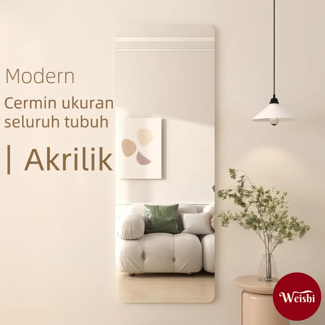 Weishi - [VERSI TEBAL] Cermin Acrylic anti pecah dekorasi tempel (tidak full perekat) Wallpaper Kaca Kamar Mandi dan Kamar Tidur Mirror arcrylic plastik satu arah 120*40 lentur anti pecah stiker tempel aesthetic
