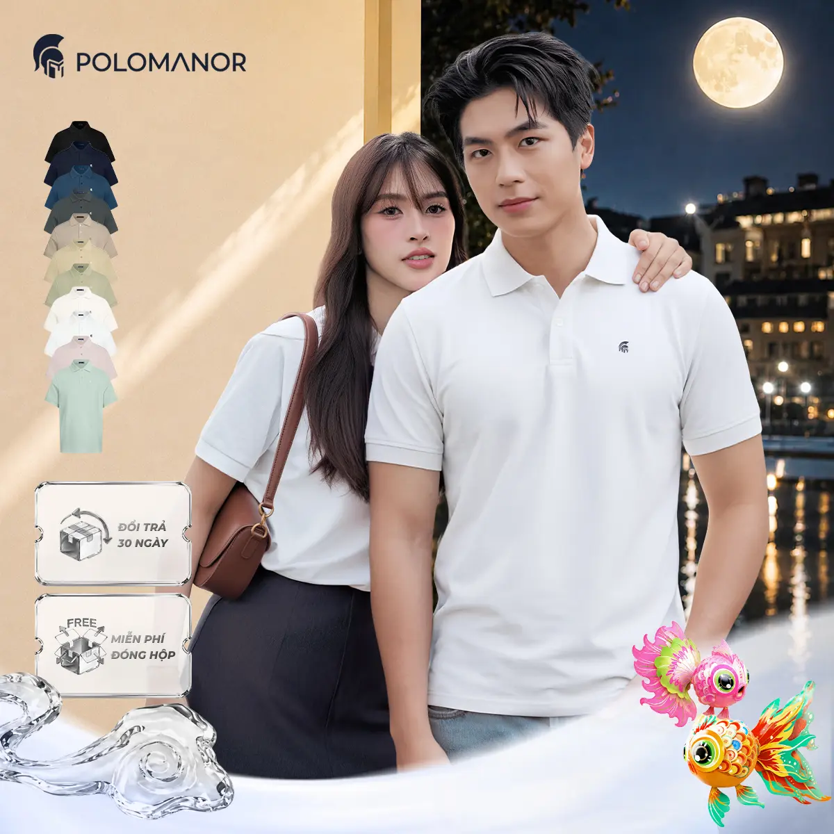 [DEAL LỄ TRUNG THU] [BEST SELLER] Áo polo nam Có Cổ BASIC SYMBOL ngắn tay vải cá sấu cotton Pique interlock cổ điển, sang trọng, Menswear - POLOMANOR thanh lịch