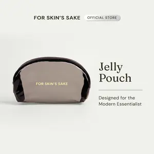 For Skins Sake Jelly Pouch dengan Desain Khusus Bertema HOCL Transparan Elegan dan Fungsional untuk Menyimpan Skincare Makeup dan Aksesori Harian dengan Sentuhan Estetika yang Lembut dan Modern