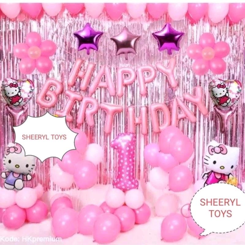 PAKET DEKOR ULANG TAHUN TEMA HELLO KITTY SET DEKOR BIRTHDAY HELLO KITTY Balon Pink Anak 1