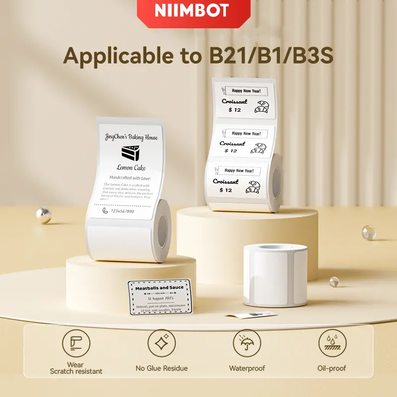 NIIMBOT Label Paper B21/B1/B3S White Thermal Label Sticker Waterproof Adhesive Supermarket Price Direct Print Label Sticker