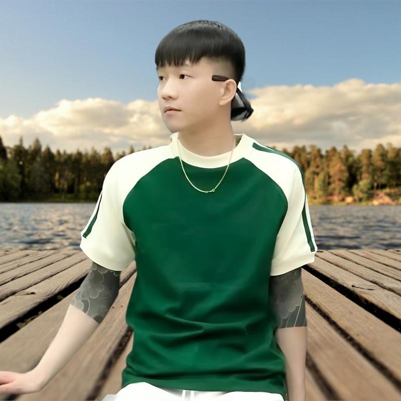 Áo Thun Nam Unisex Phối Viền Tay Thể Thao Năng Động Form Rộng Chất Cotton Mềm Mịn 6