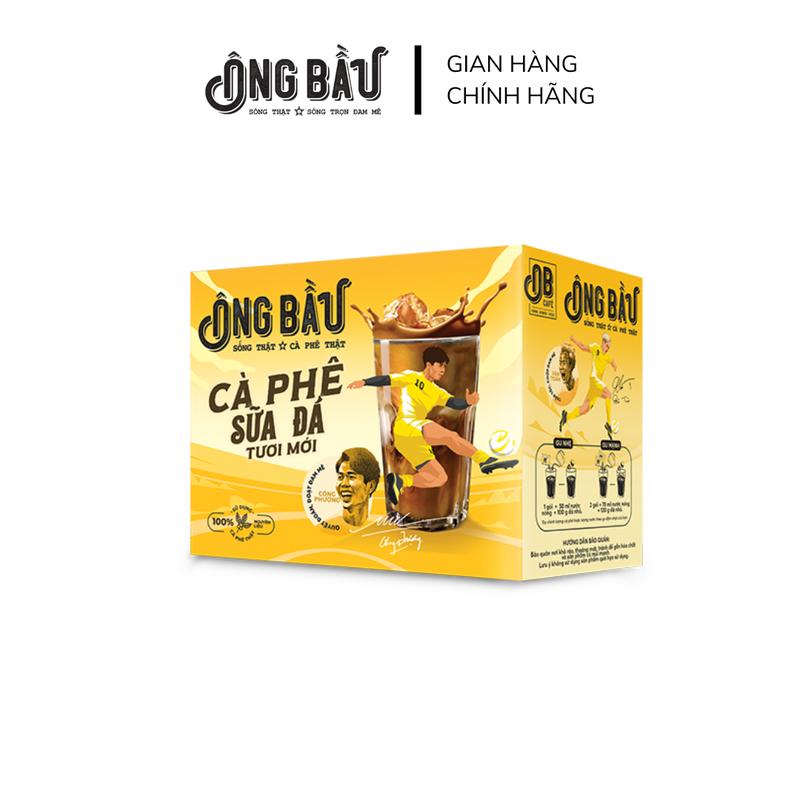 Ông Bầu Cà Phê Sữa Đá Tươi Mới - Hộp 10 gói x 24 gr - Cafe Hòa tan