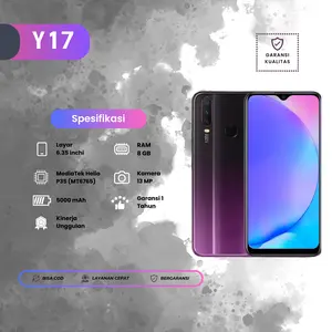Smartphone Y17 Ram 8/256 GB Kamera 13MP+20MP Layar 6.3 Inci Garansi 1 Tahun Original dengan RAM 8 GB Memori 256 GB Kamera Ganda 13 MP 20 MP Layar 6.3 Inci Garansi 1 Tahun