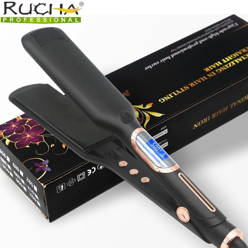 Product Introduction of Hair Flat Iron 500F High Temperature Professional MCH Wide Plates Irons Hard Anodized Plate Treatment Hair Straightener Electrical Plug Comfort 27