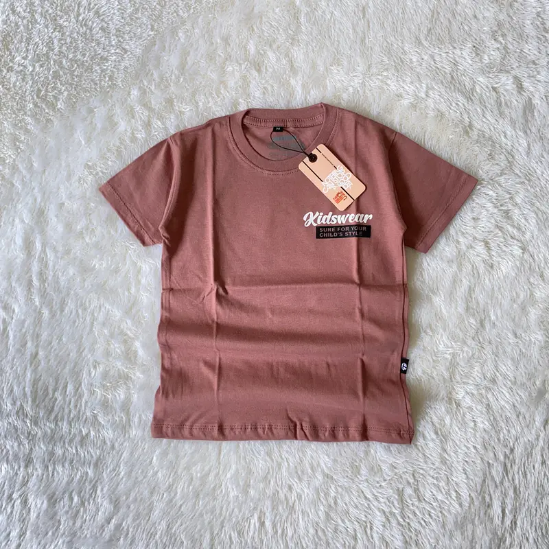 Baju Kaos Anak Distro Laki-Laki Perempuan Katun T15 Warna Dusty Pink Usia 4-12 Tahun - Motif, Pakaian 2