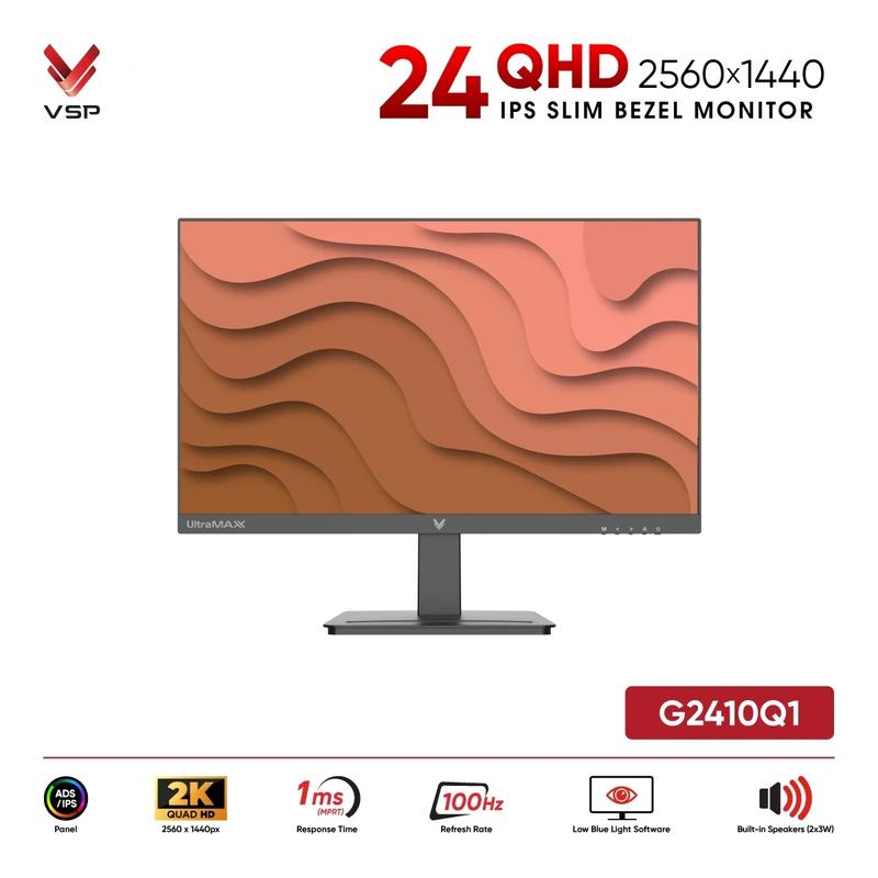 Màn Hình VSP G2410Q1 24 Inch 2K QHD IPS 100Hz 1ms Loa tích hợp Hỗ trợ Gsync HDR Viền mỏng