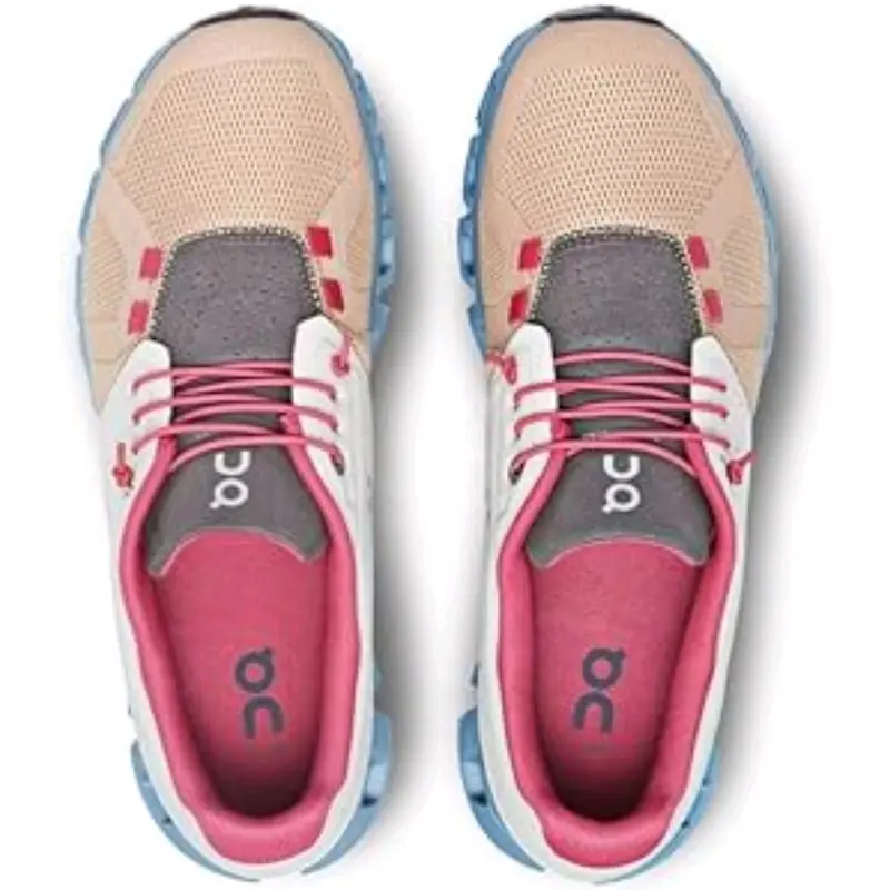 On cloud on 5 ice prairie pink/blue-sepatu lari wanita 3