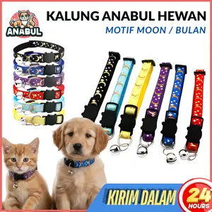 (ANABUL CANTIK SHOP) Kalung Anabul Motif PAW / MOON / BULAN untuk Kucing dan Anjing Collar Kerincing