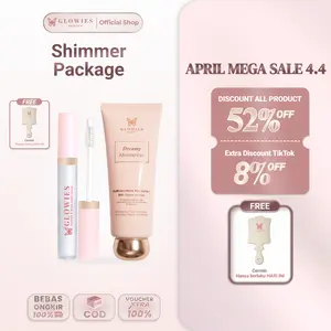 Glowies Beauty Shimmer Package get Dreamy Moisturizer Glowies 80 ml & Serum Alis dan Bulu Mata 4 ml Free Gifts Cermin & Pengukur Bulu Mata Water Based Serum Watery Gel 7% Azeclair Hyaluronic Acid 5x Ceramide membantu melembabkan Muka