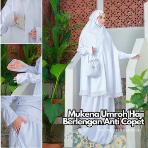 Mukena Umroh Haji Dewasa Renda Mewah Aisyah Berlengan Anti Copet By Lalunata
