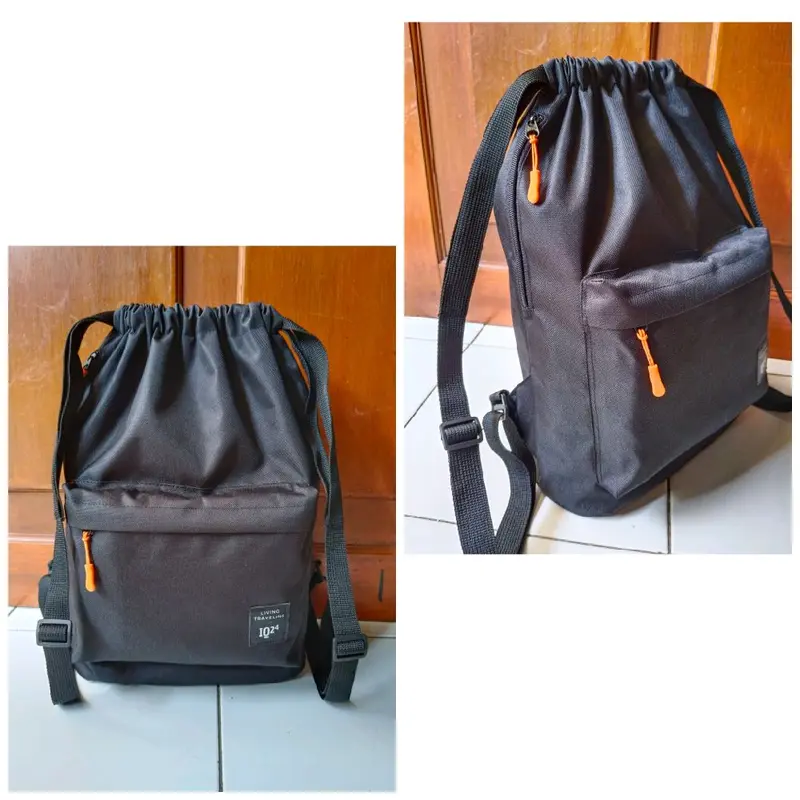 Tas Serut Kanvas Backpack Ransel Futsal Sekolah Wanita Pria 1