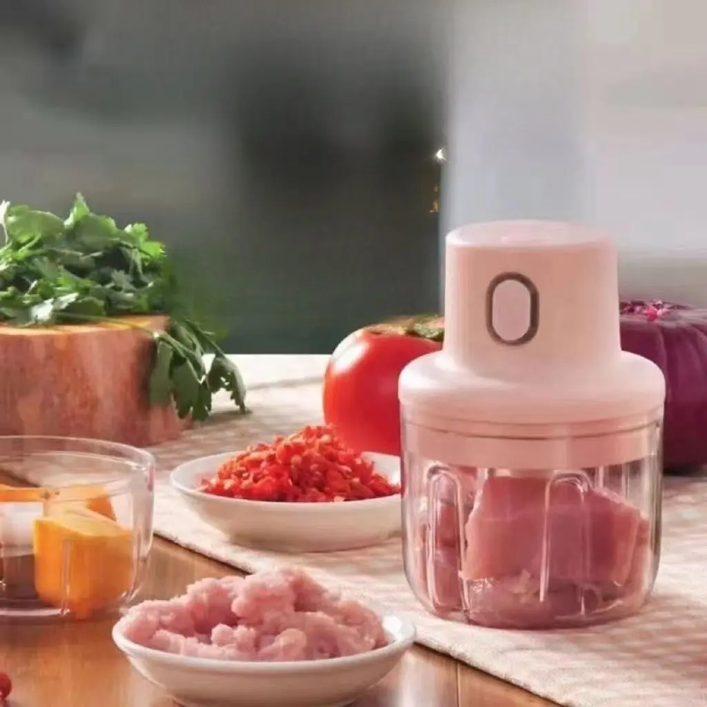 Grocery Store Y Blender Portabel Elektrik Tanpa Kabel / Mini Chopper 250ML Biru Mesin Pisau Stainless  Blade Merah Portable