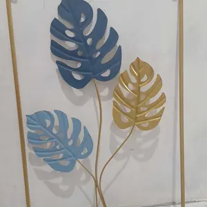 Warna WALL Decor Hiasan Dinding Aesthetic Bahan Metal Nordic Hiasan Bunga Ruang Tamu Estetik Inding Besi  Ruang NEW 40*60cm Tanaman Logam Daun Tenang Dekorasi Rumah