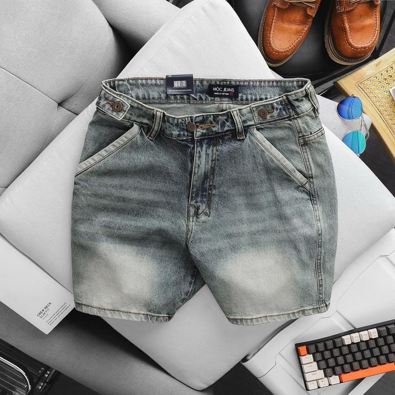 Quần ngố jean cotton ống rông form trên gối Menswear Bạc Nam