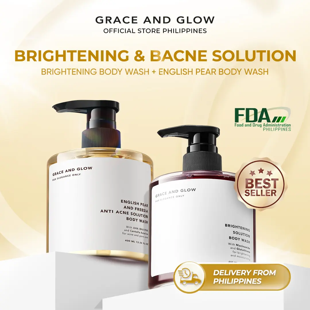 Grace And Glow 2in1 Brightening Solution Body Wash + English Pear Anti Acne Soap - Whitening & Bacne Bath Shower Gel with Niacinamide Aha Fragrance Exfoliant Cleanser Cleansing Skin Repair Moisture - Grace And Glow 2in1 Brightening Solution Body Wash + English Pear Anti Acne Soap - Whitening & Bacne Bath Shower Gel with Niacinamide Aha Fragrance Exfoliant Cleanser Cleansing Skin Repair Moisture -