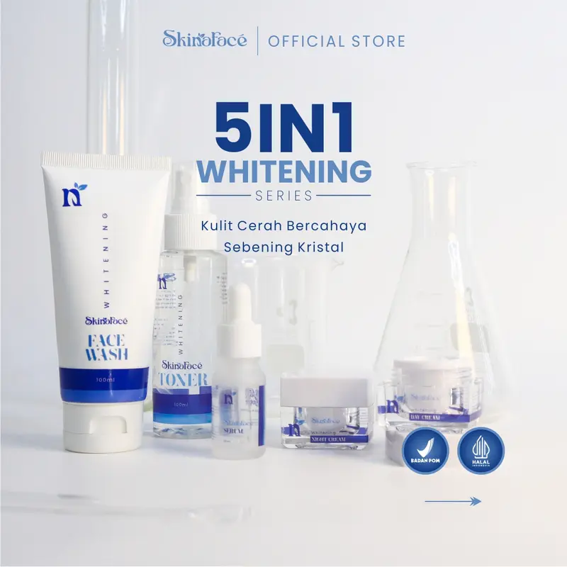 SKINAFACE WHITENING Series || Membantu memudarkan flek ringan, memudarkan noda hitam bekas jerawat, mencerahkan kulit, serta dapat melindungi kulit dari radikal bebas dan dapat membuat wajah tampak glowing 0
