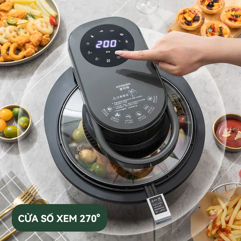 【New Arrival】Nồi chiên không dầu  eCowin  Dung tích lớn 6L  Thiết kế trực quan  Phù hợp với nhu cầu gia đình 1