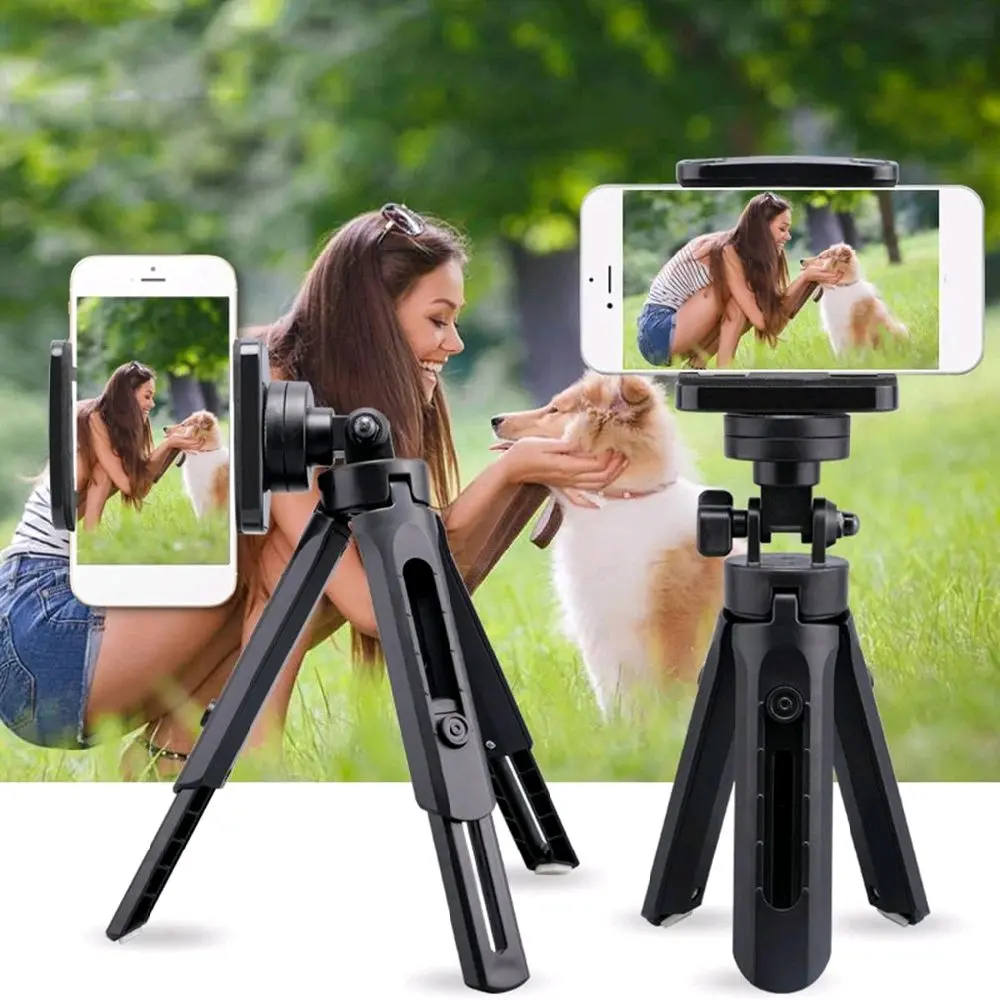 ACEHE Tripod Portable Rotatable 1/4 Inch Screw with Smartphone Holder - K-518 - Black