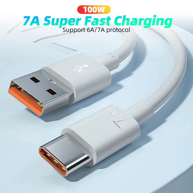 Cáp Type C sạc siêu nhanh, 7A 100W, dành cho Huawei P40, P30, Mate 40, USB sạc nhanh, Dây dữ liệu, dành cho Xiaomi Mi 12 Pro, Oneplus, Redmi Phone Phụ Kiện 3
